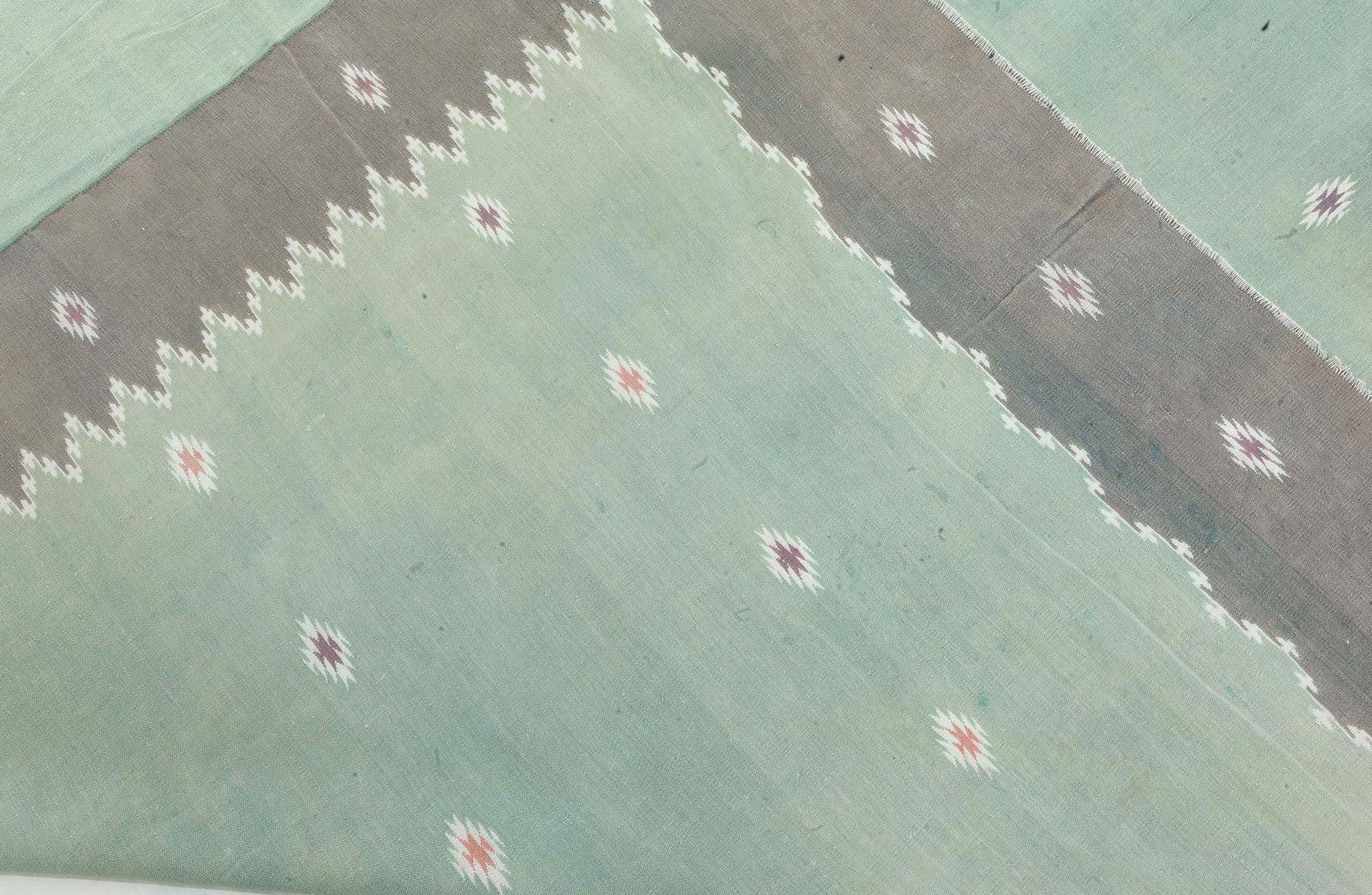 Alfombra Doris Leslie Blau Vintage Indian Dhurrie Verde Algodón en venta