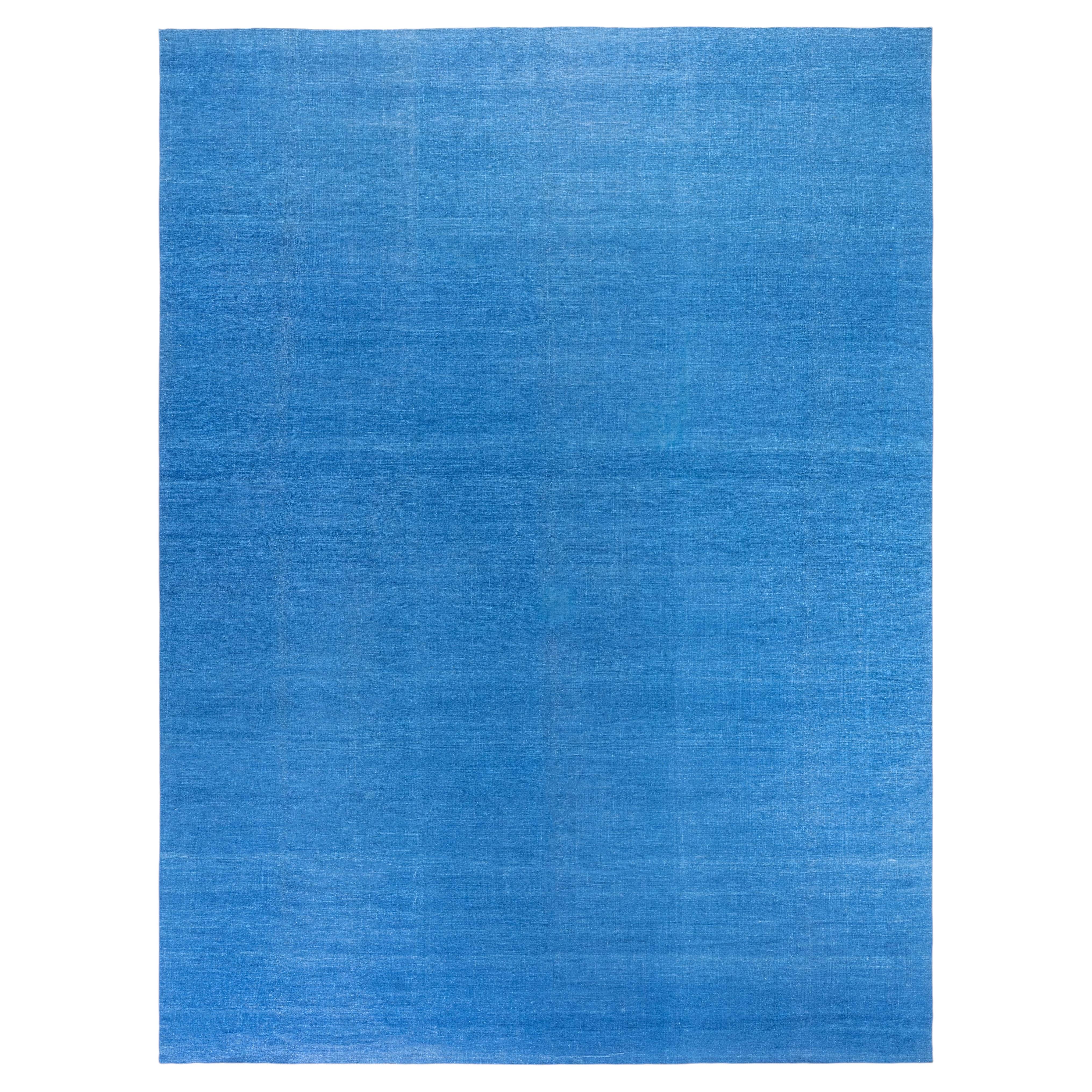 Doris Leslie Blau Vintage Indian Dhurrie Light Blue Flatweave Cotton Rug