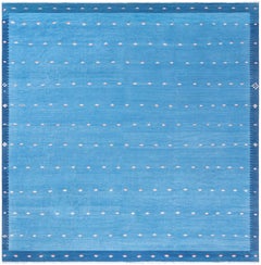 Doris Leslie Blau Vintage Indian Dhurrie Light Blue Flatweave Cotton Rug