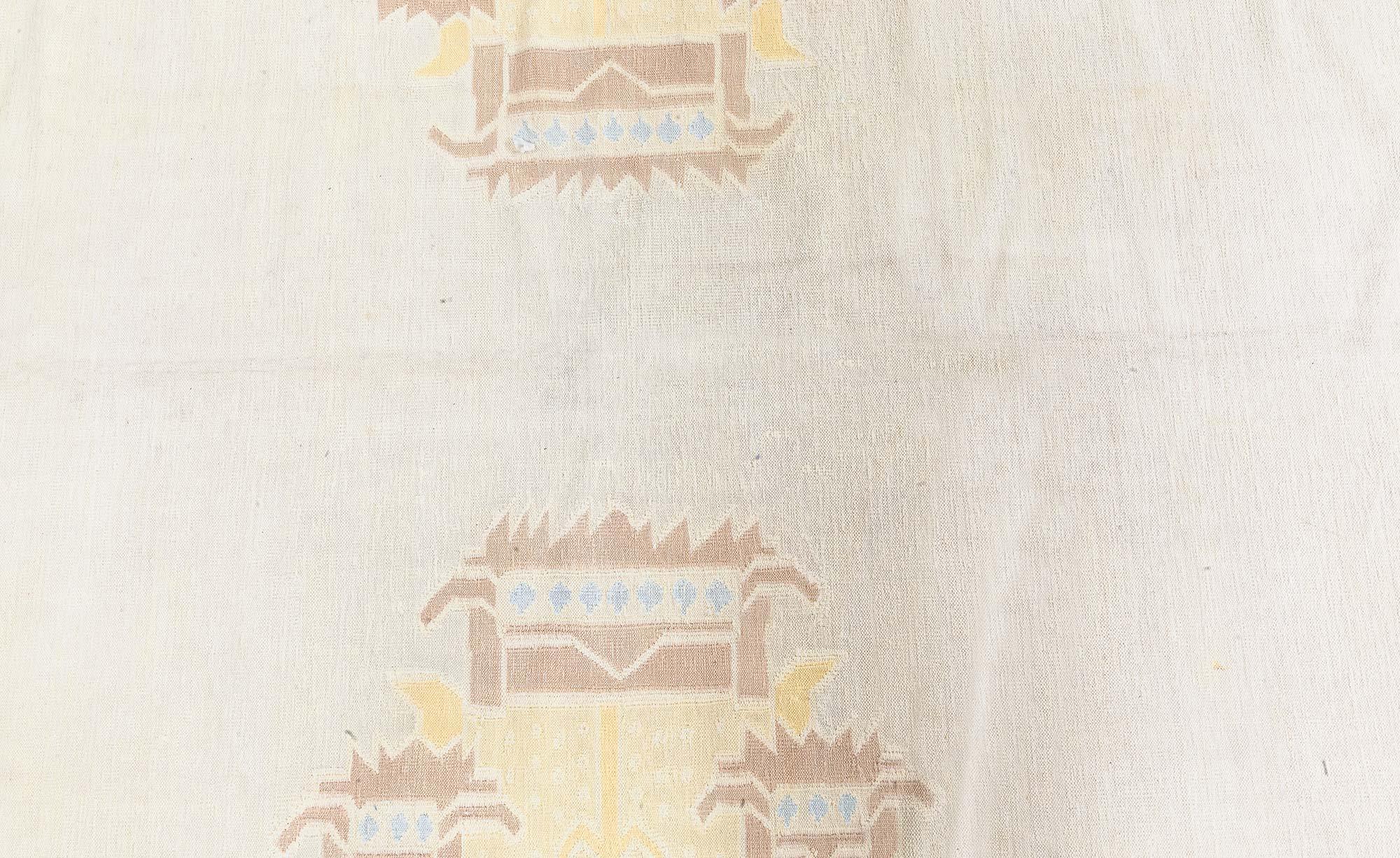 Cotton Doris Leslie Blau Vintage Indian Dhurrie Rug Doris Leslie Blau For Sale