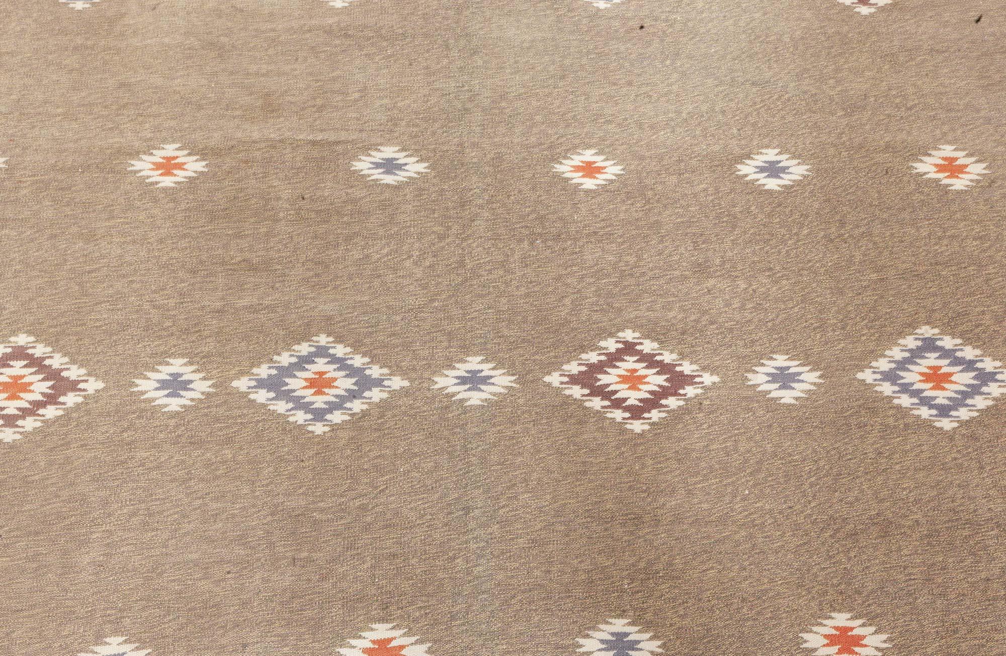 Mid-Century Modern Tapis Dhurrie indien vintage Doris Leslie Blau en vente