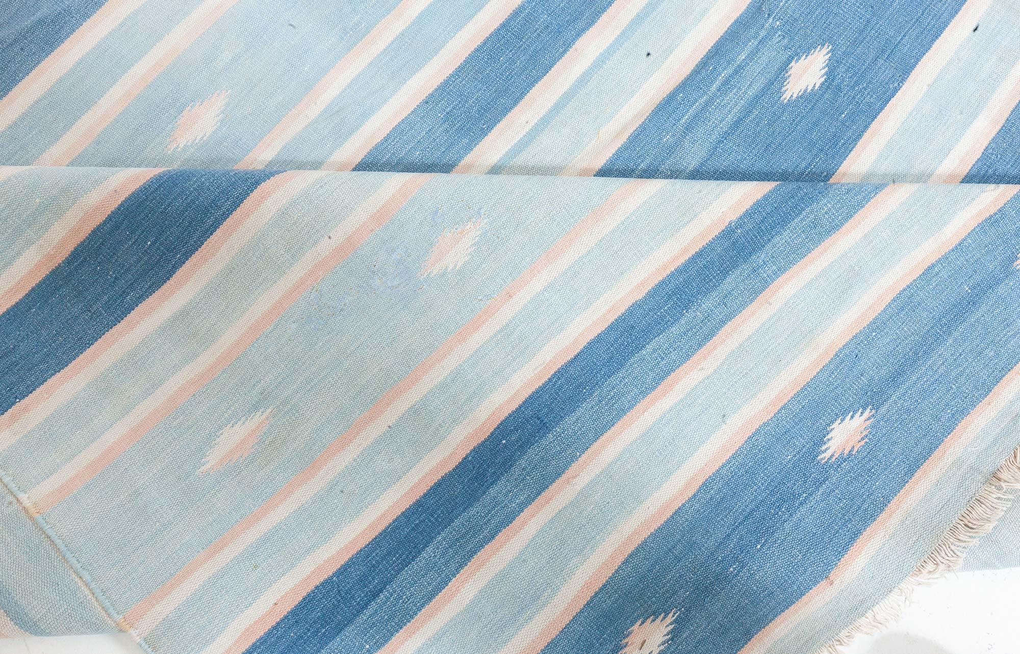 Mid-Century Modern Doris Leslie Blau Vintage Indian Dhurrie Rug For Sale
