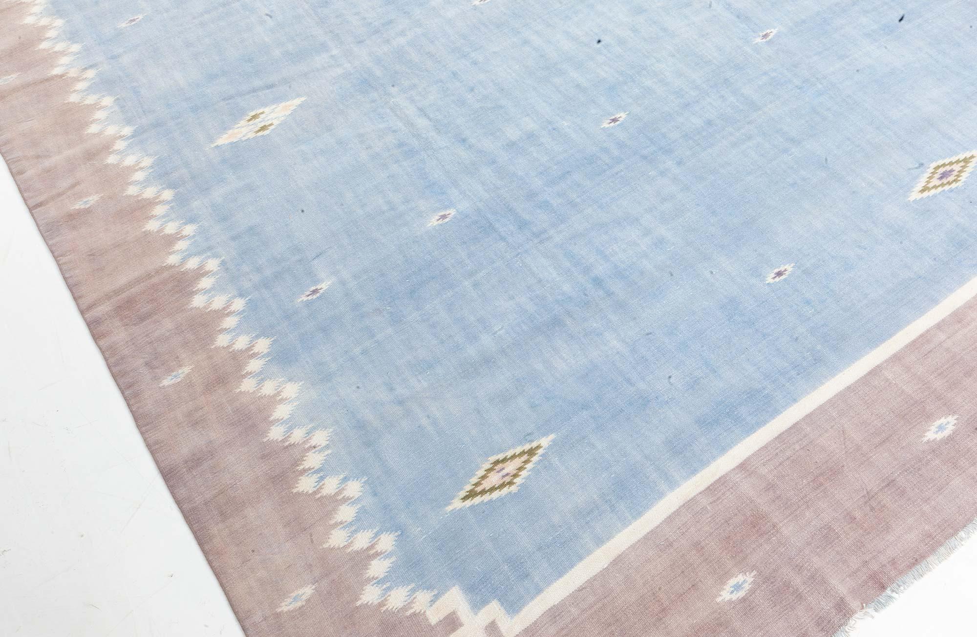 Mid-Century Modern Doris Leslie Blau Vintage Indian Dhurrie Rug For Sale