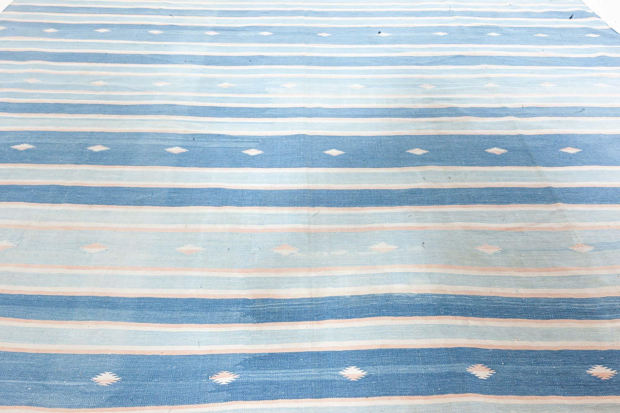 Hand-Woven Doris Leslie Blau Vintage Indian Dhurrie Rug For Sale
