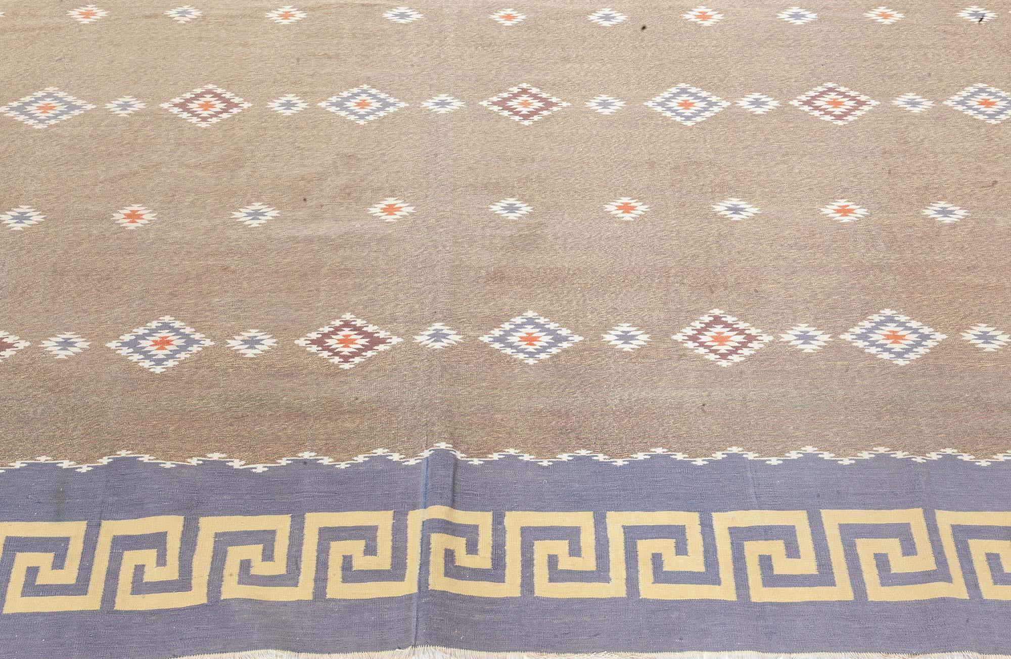 Hand-Woven Doris Leslie Blau Vintage Indian Dhurrie Rug For Sale