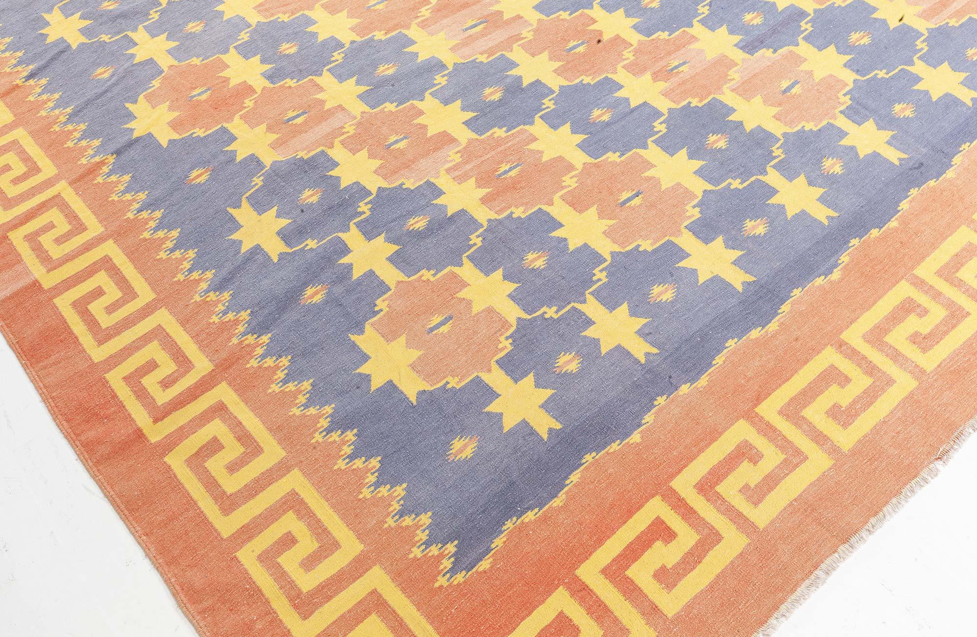 Hand-Woven Doris Leslie Blau Vintage Indian Dhurrie Rug For Sale