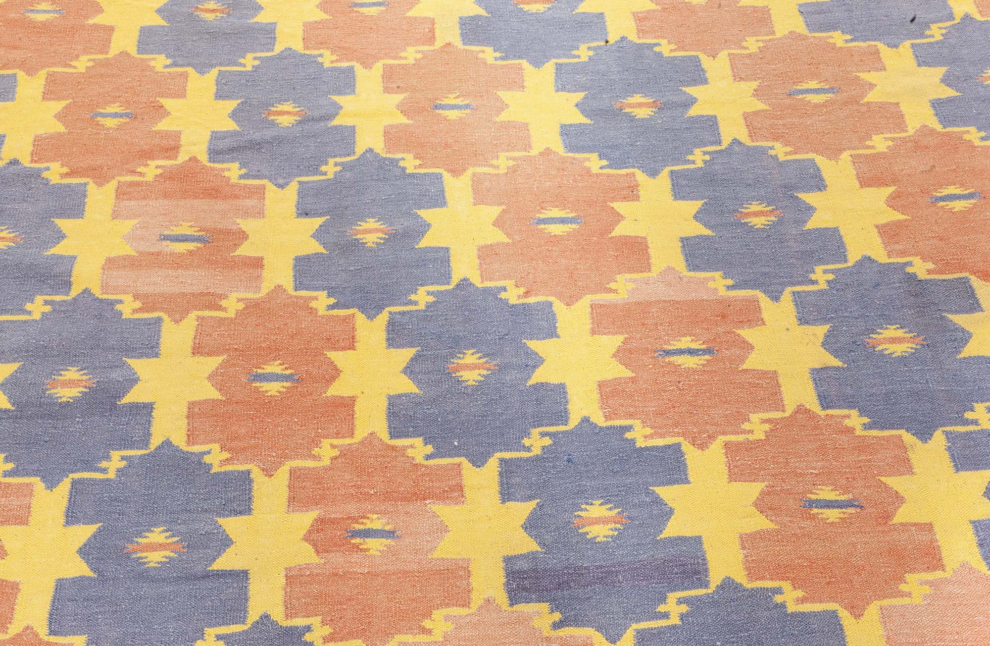 Tessuto a mano Tappeto Doris Leslie Blau Vintage Indian Dhurrie in vendita