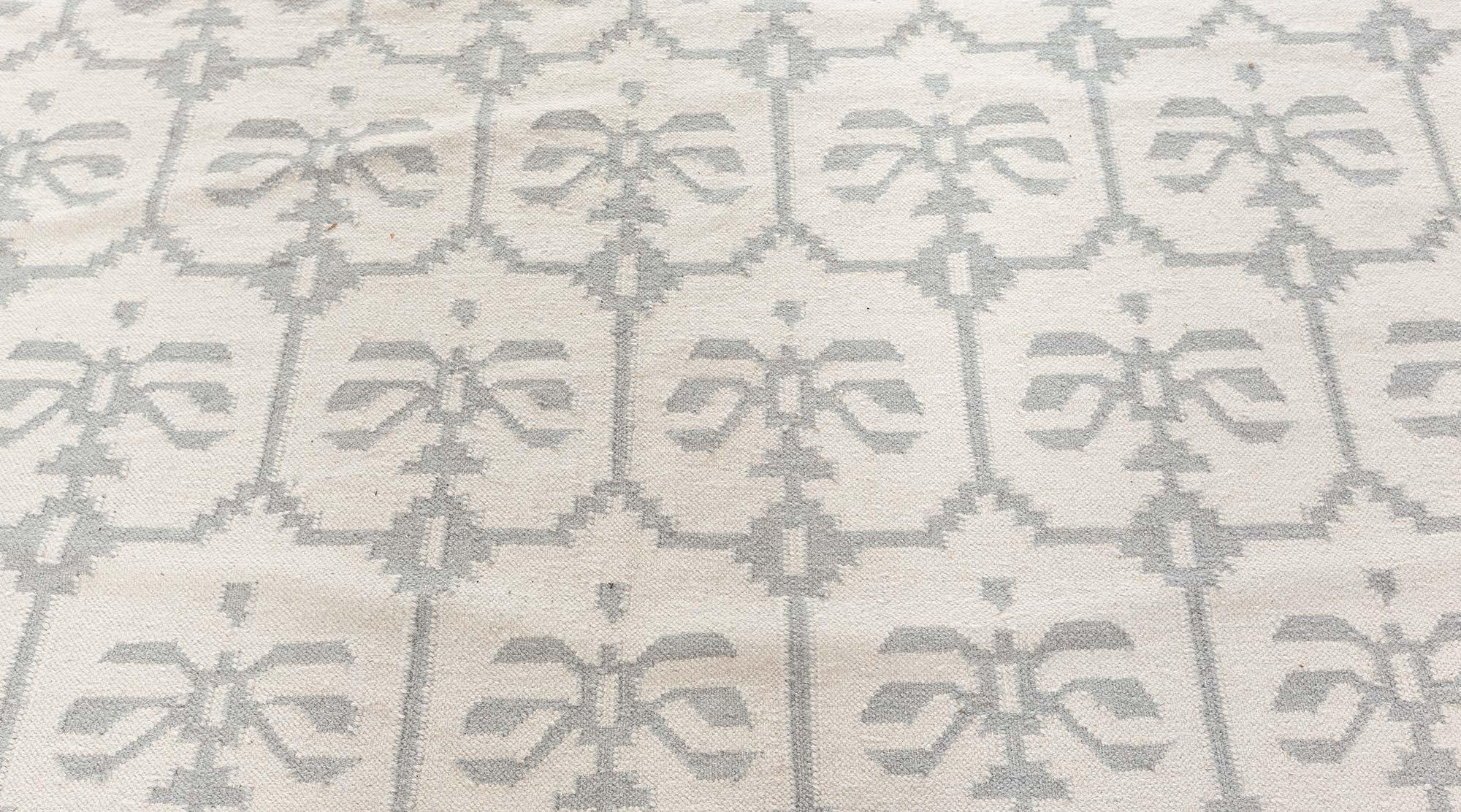 Cotton Doris Leslie Blau Vintage Indian Dhurrie Rug For Sale