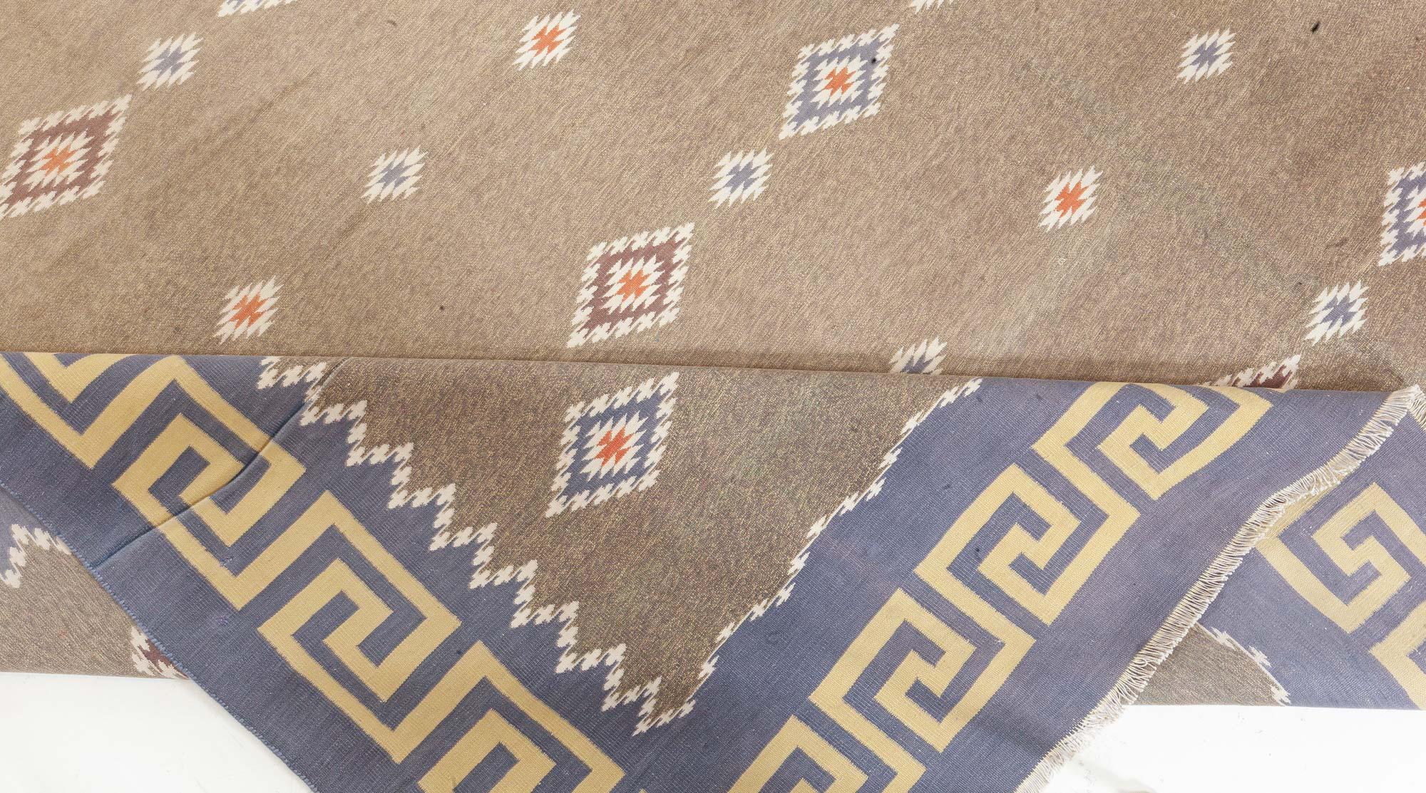 20th Century Doris Leslie Blau Vintage Indian Dhurrie Rug For Sale