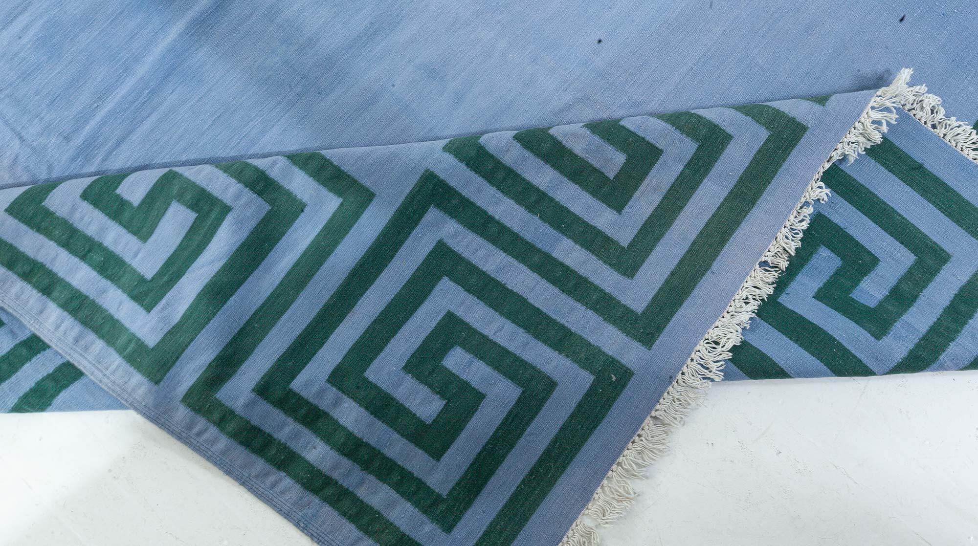 Cotton Doris Leslie Blau Vintage Indian Dhurrie Rug For Sale