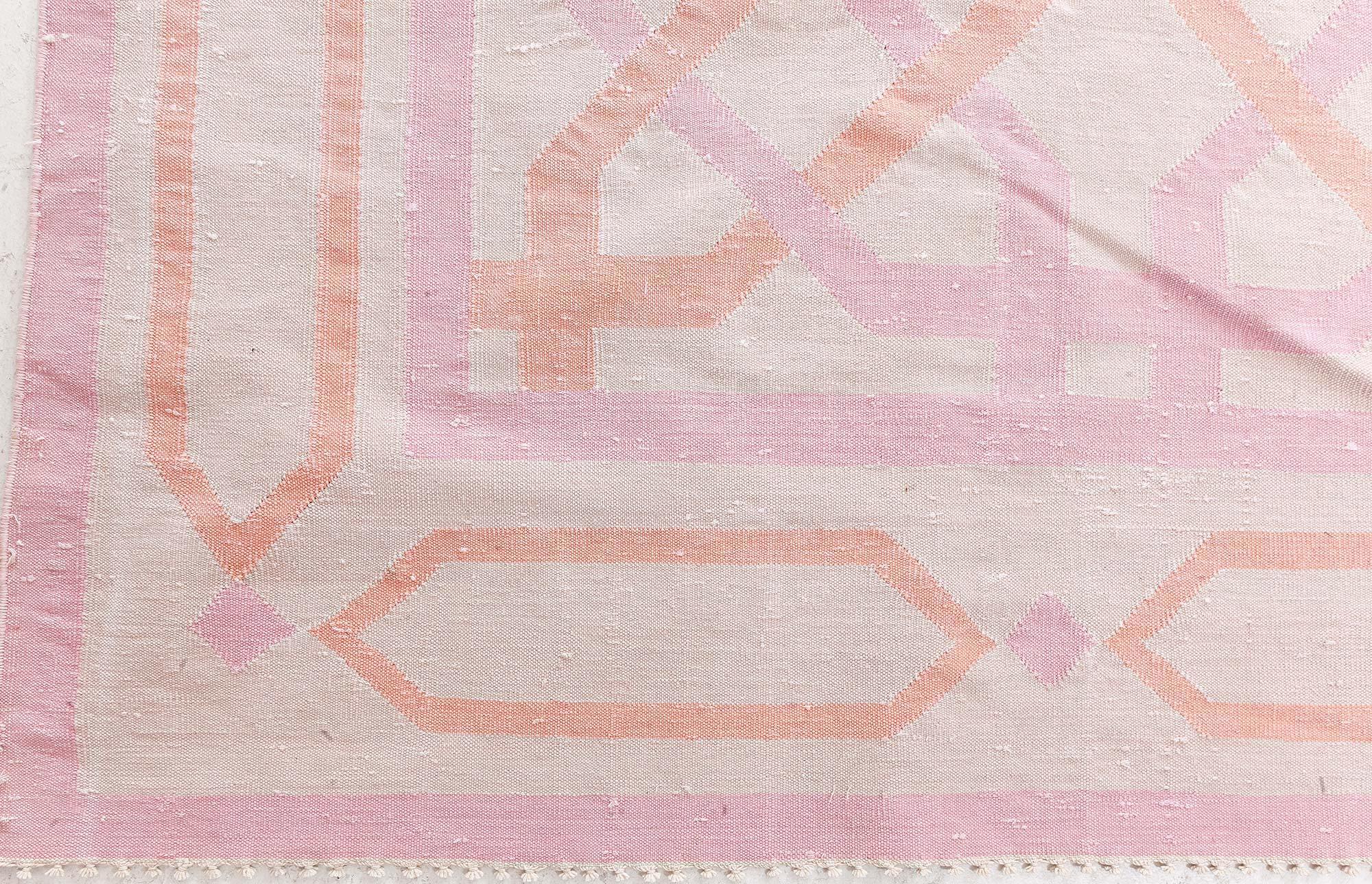 Doris Leslie Blauer indischer Dhurrie-Teppich im Vintage-Stil (20. Jahrhundert) im Angebot