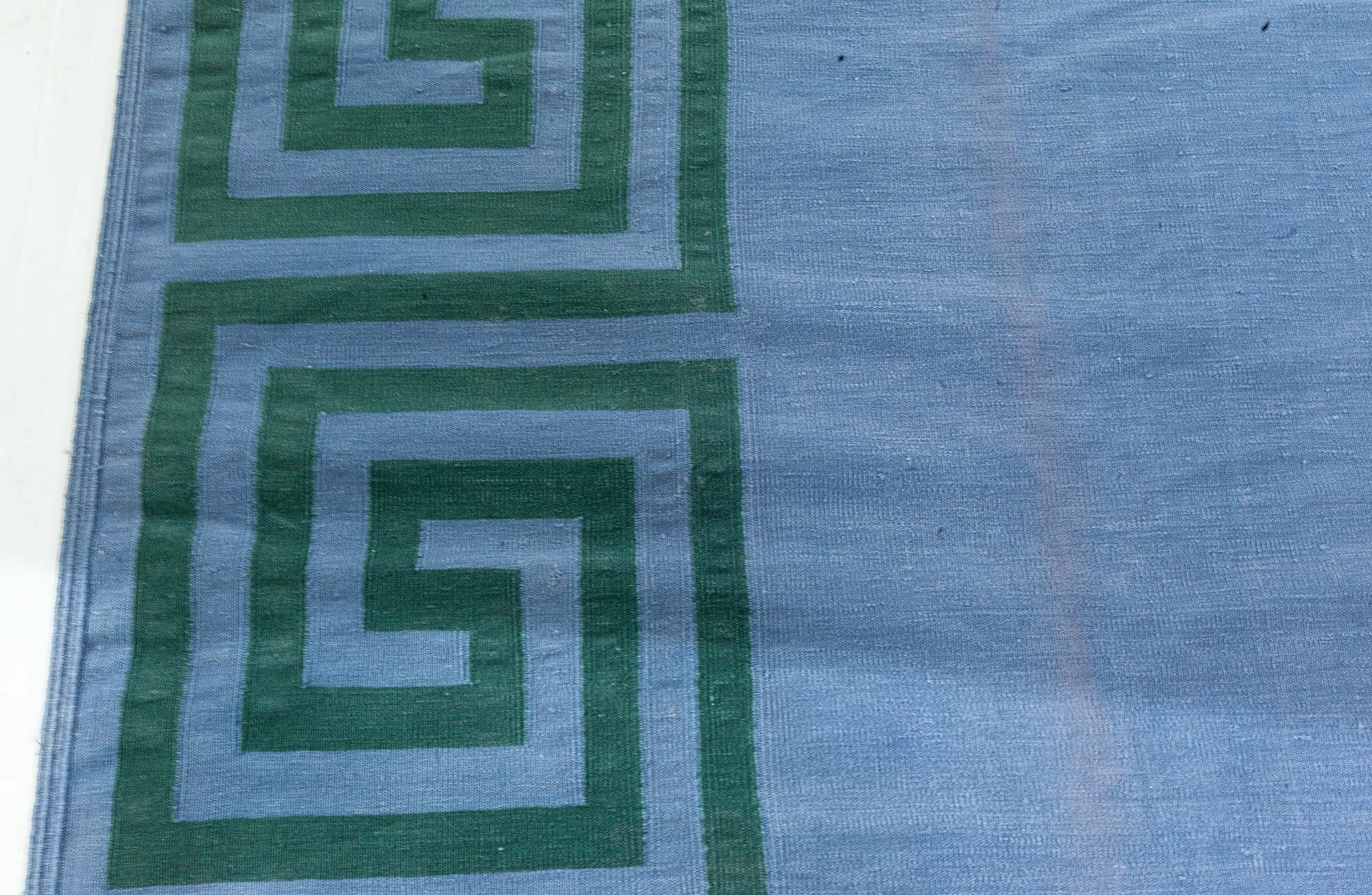 Cotton Doris Leslie Blau Vintage Indian Dhurrie Rug For Sale