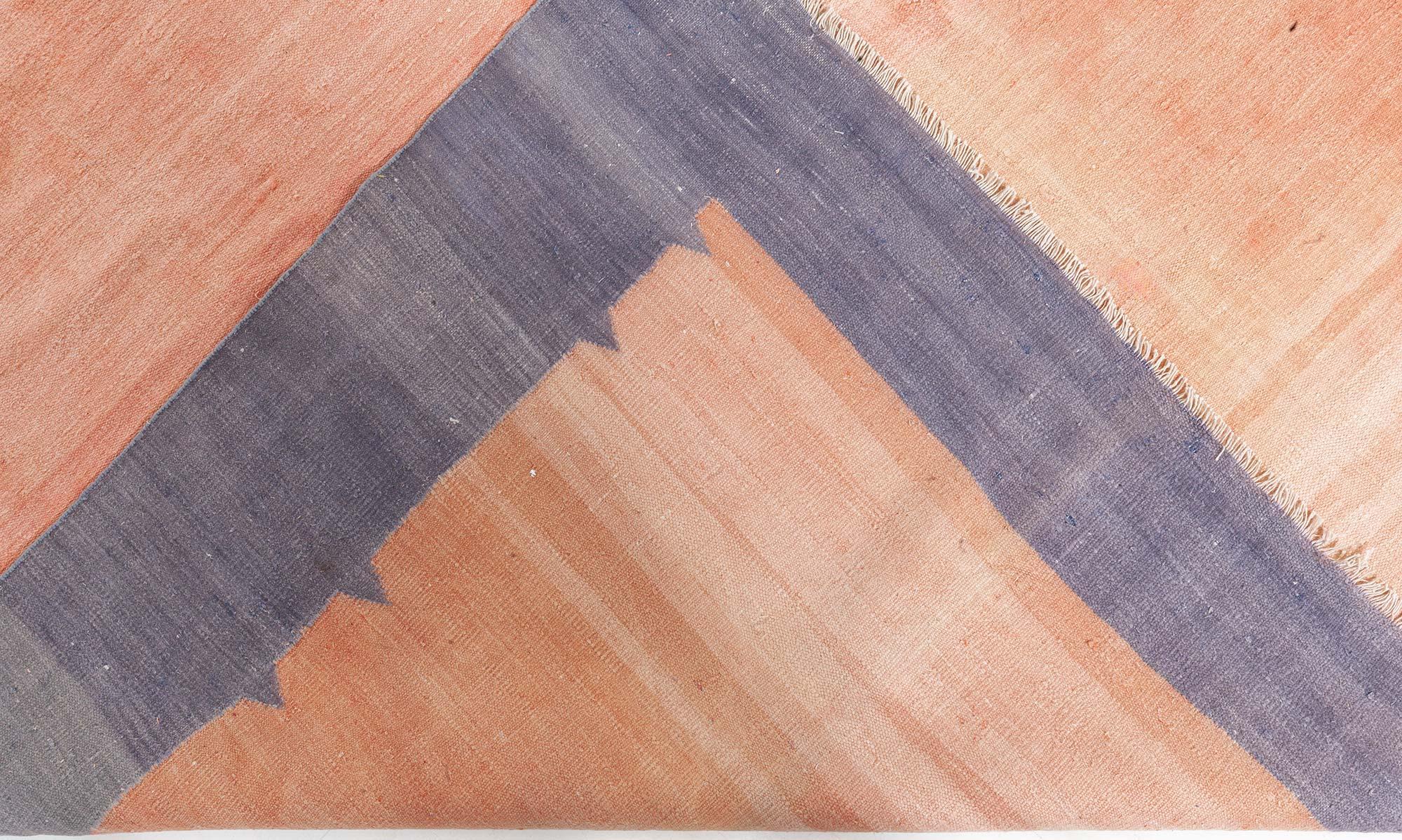 Coton Doris Leslie Blau Vintage Indian Dhurrie Rug en vente