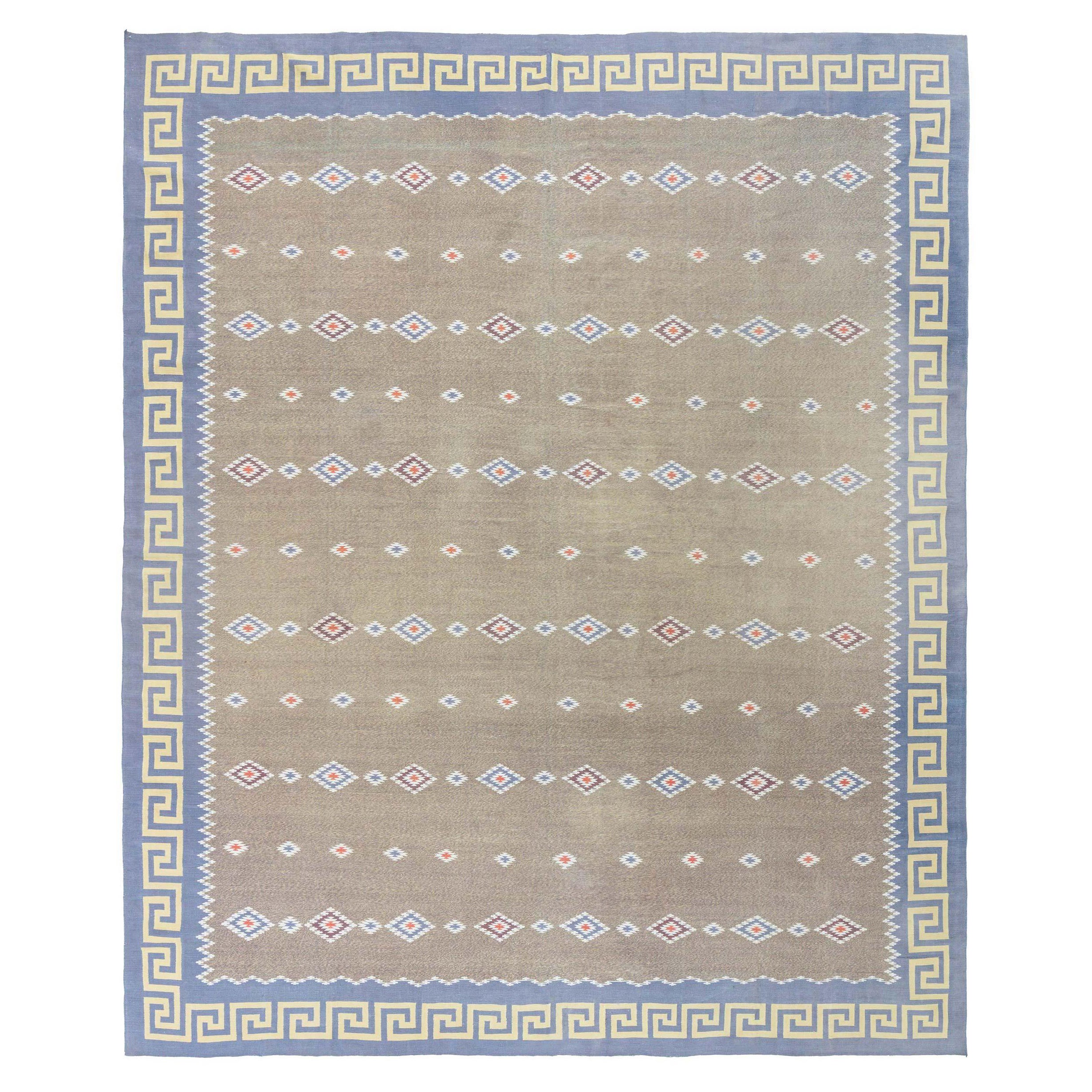 Doris Leslie Blau Vintage Indian Dhurrie Rug For Sale