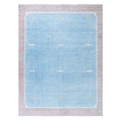 Doris Leslie Blauer indischer Dhurrie-Teppich im Vintage-Stil