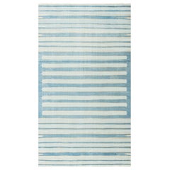 Doris Leslie Blauer indischer Dhurrie-Teppich im Vintage-Stil