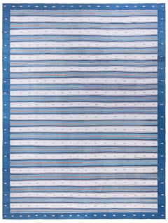 Doris Leslie Blau Vintage Indian Dhurrie Soft White Flatweave Cotton Rug