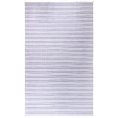 Doris Leslie Blau Vintage Indian Dhurrie Striped Beige Purple Rug