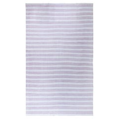 Tapis Dhurrie indien vintage rayé beige violet Doris Leslie Blau