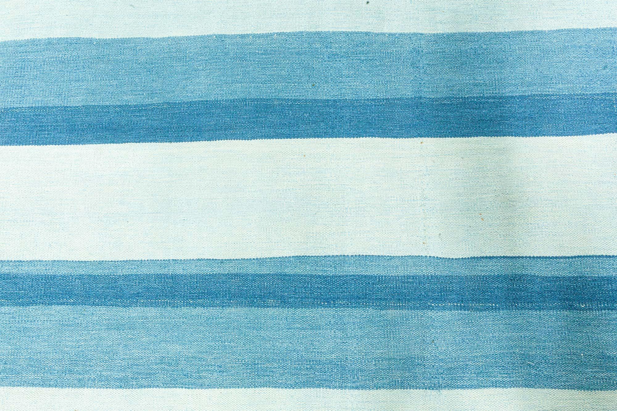 Doris Leslie Blau Vintage Indian Dhurrie Striped Rug In Good Condition For Sale In New York, NY