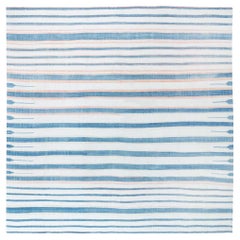 Doris Leslie Blau Vintage Indian Dhurrie Striped Blue Beige Rug Doris Leslie Blau Vintage Indian Dhurrie Striped Blue Beige Rug