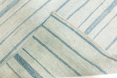 Doris Leslie Blau Vintage Indian Dhurrie - Striped Blue Flatweave Cotton Carpet