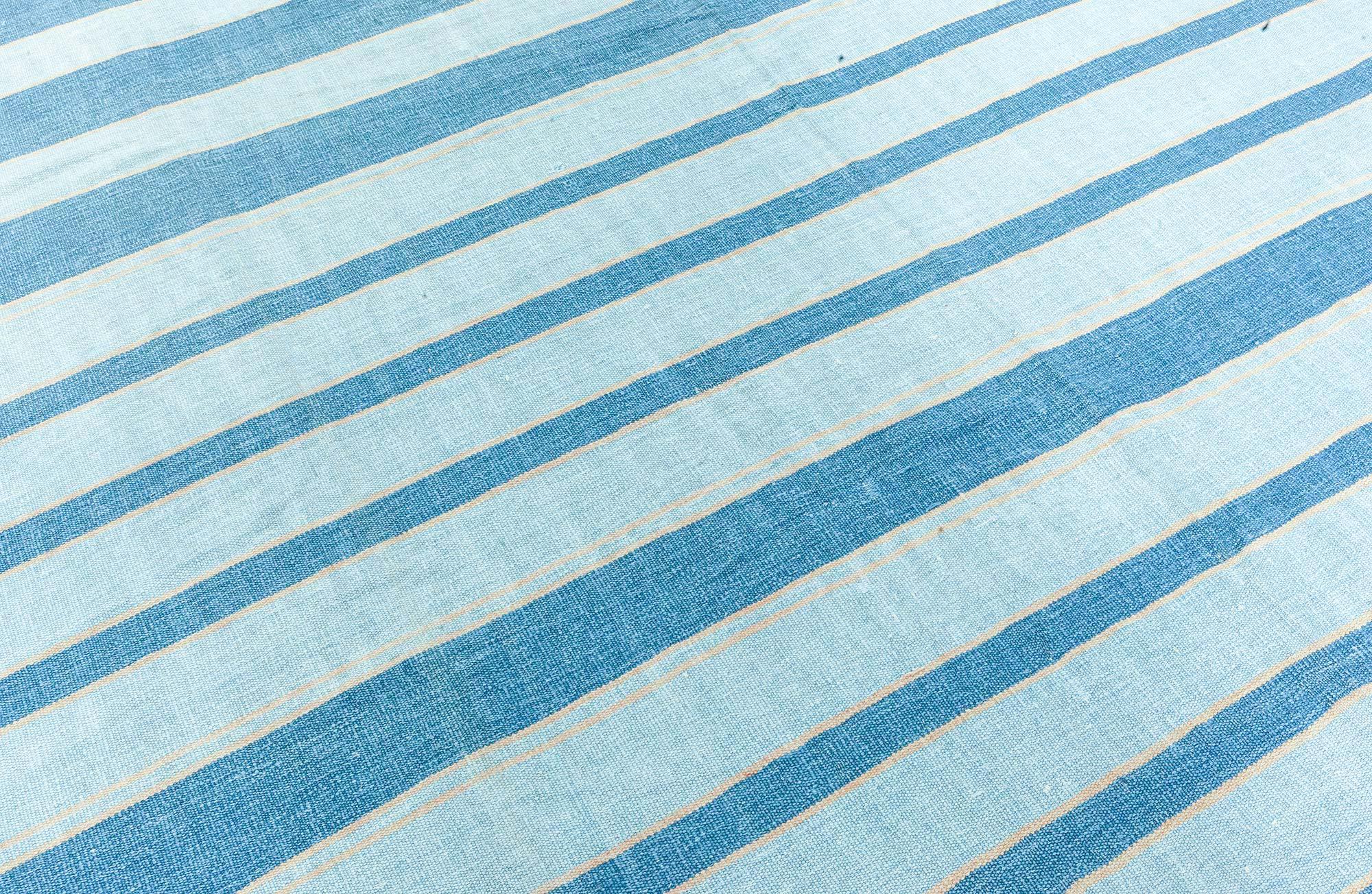 Vintage Indian Dhurrie Striped Blue rug by Doris Leslie Blau
Size: 6'5