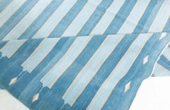 Doris Leslie Blau Vintage Indian Dhurrie Striped Blue Rug