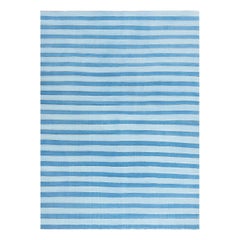 Doris Leslie Blau Vintage Indian Dhurrie Striped Blue Rug