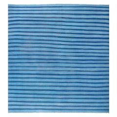 Tappeto Doris Leslie Blau Vintage Indian Dhurrie a righe blu