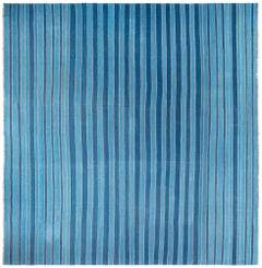 Doris Leslie Blau Vintage Indian Dhurrie Striped Blue Rug