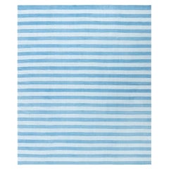 Doris Leslie Blau Vintage Indian Dhurrie Striped Blue Rug