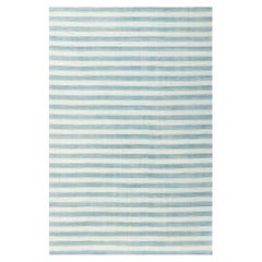Doris Leslie Blau Vintage Indian Dhurrie Striped Blue Rug
