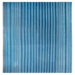 Doris Leslie Blau Vintage Indian Dhurrie Striped Blue Rug Doris Leslie Blau Vintage Indian Dhurrie Striped Blue Rug