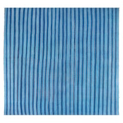 Doris Leslie Blau Vintage Indian Dhurrie Striped Blue Rug
