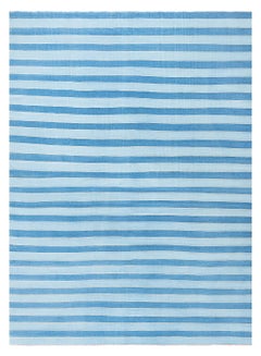 Doris Leslie Blau Vintage Indian Dhurrie Striped Blue Rug