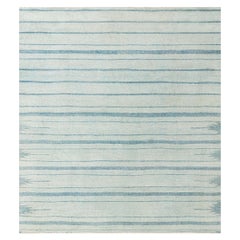 Doris Leslie Blau Vintage Indian Dhurrie Striped Blue Rug