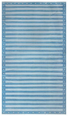Doris Leslie Blau Vintage Indian Dhurrie Striped Blue Rug