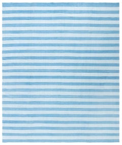 Doris Leslie Blau Vintage Indian Dhurrie Striped Blue Rug
