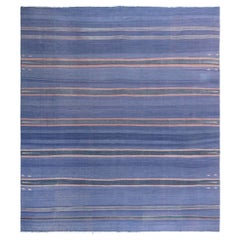 Doris Leslie Blau Vintage Indian Dhurrie Striped Purple Rug