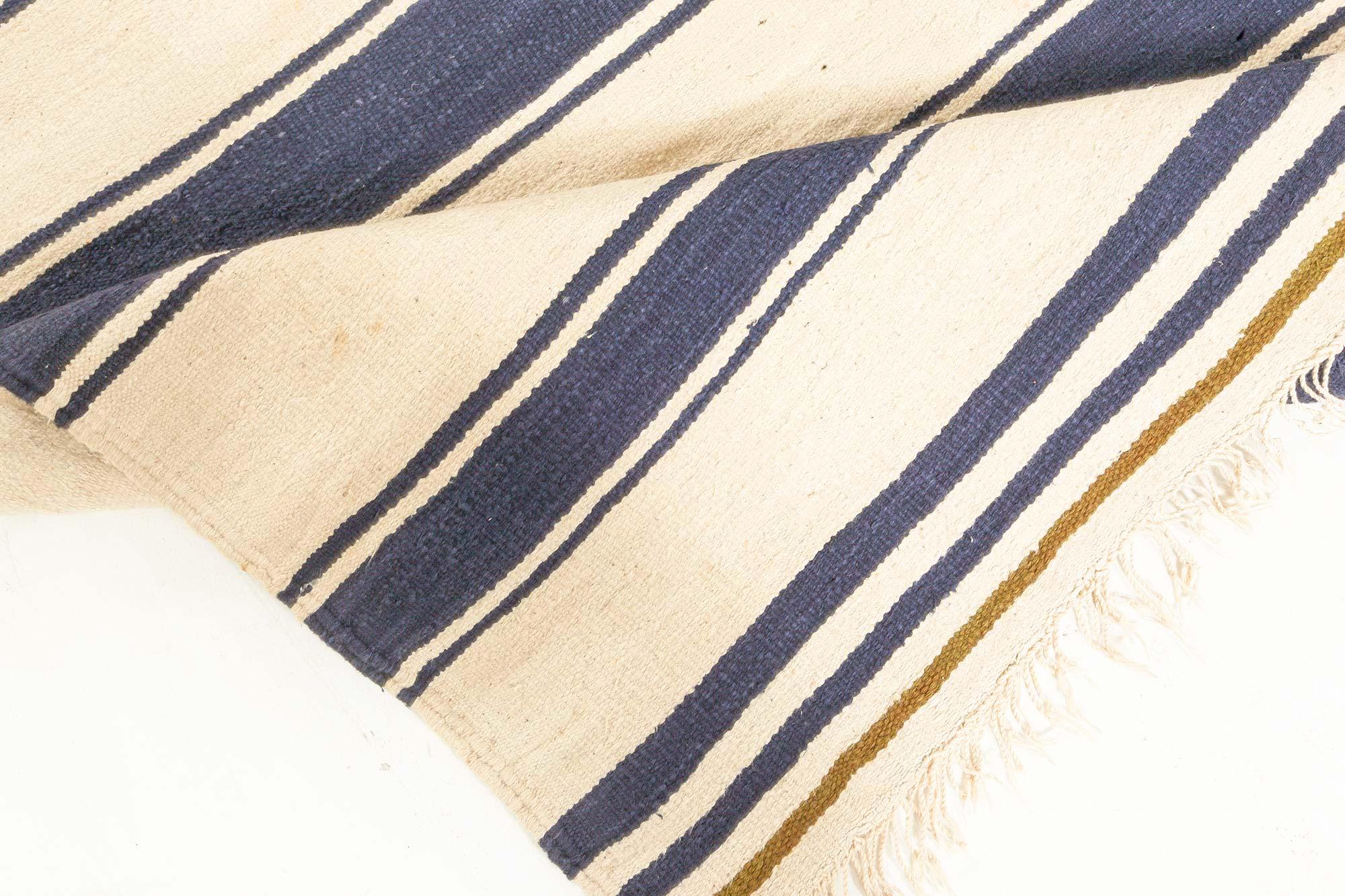 Doris Leslie Blau Alfombra india vintage a rayas Dhurrie en venta 2