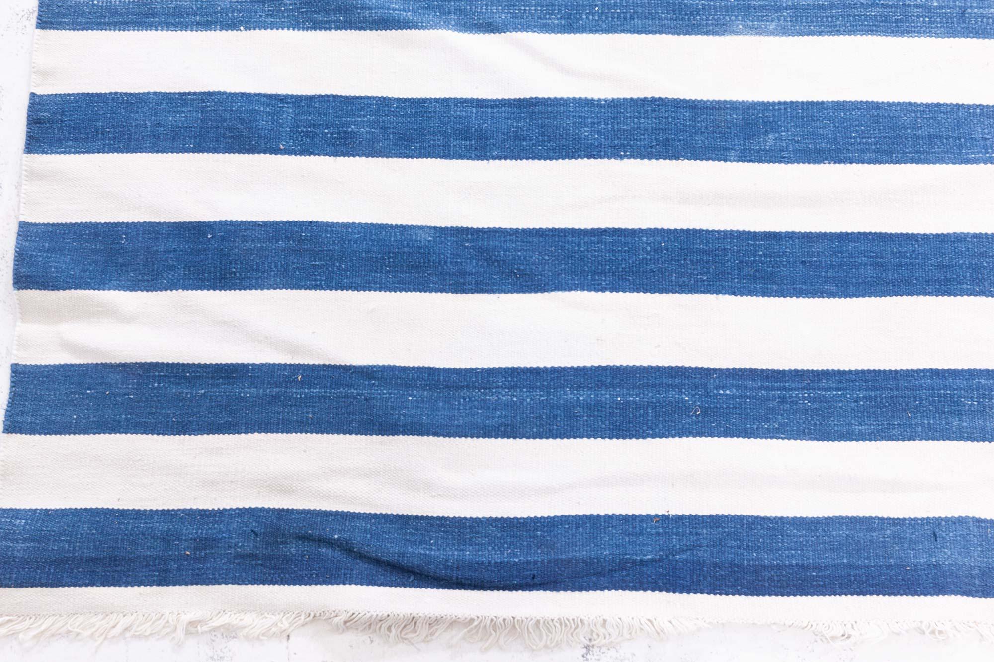 Tessuto a mano Tappeto a righe Doris Leslie Blau Vintage Indian Dhurrie in vendita