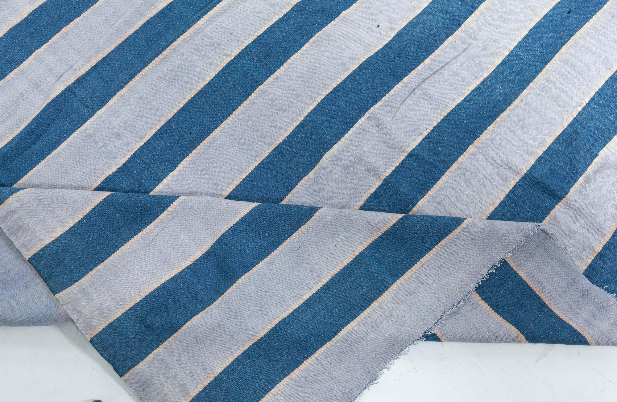 Indiano Tappeto a righe Doris Leslie Blau Vintage Indian Dhurrie in vendita