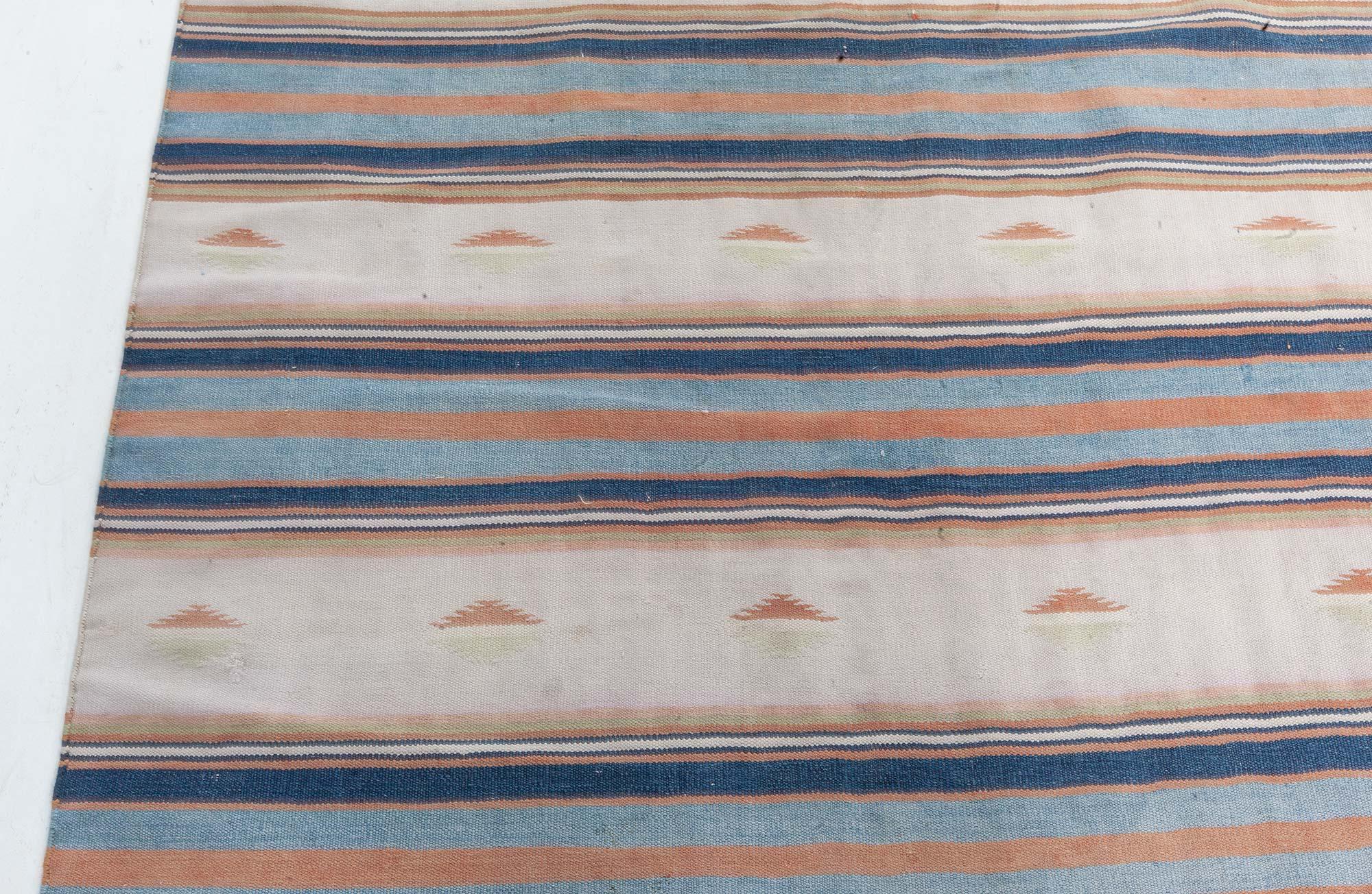 Doris Leslie Blau gestreifter indischer Dhurrie Vintage-Teppich in Vintage im Zustand „Gut“ im Angebot in New York, NY