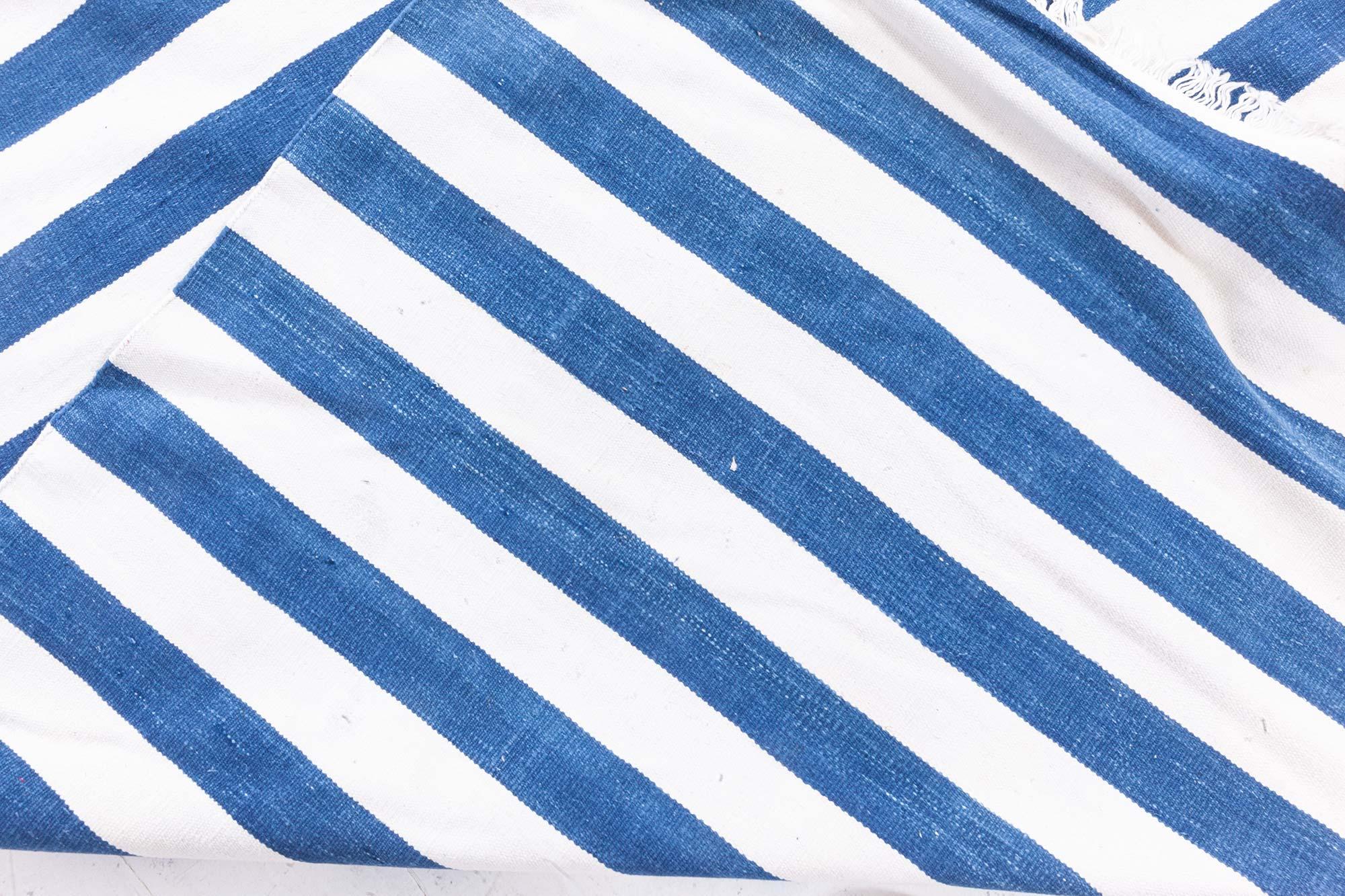 Doris Leslie Blau Vintage Indian Dhurrie Striped Rug For Sale 2