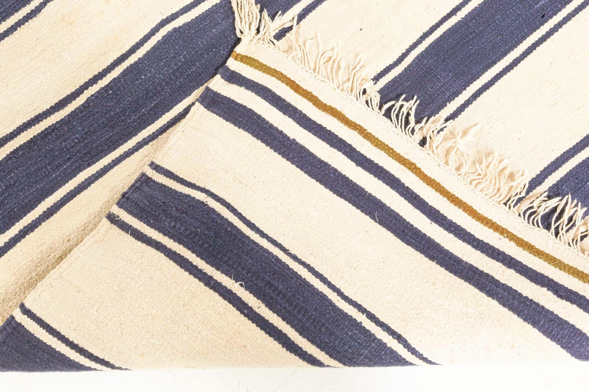 Doris Leslie Blau Alfombra india vintage a rayas Dhurrie en venta 1