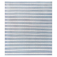 Doris Leslie Blau gestreifter indischer Dhurrie Vintage-Teppich in Vintage