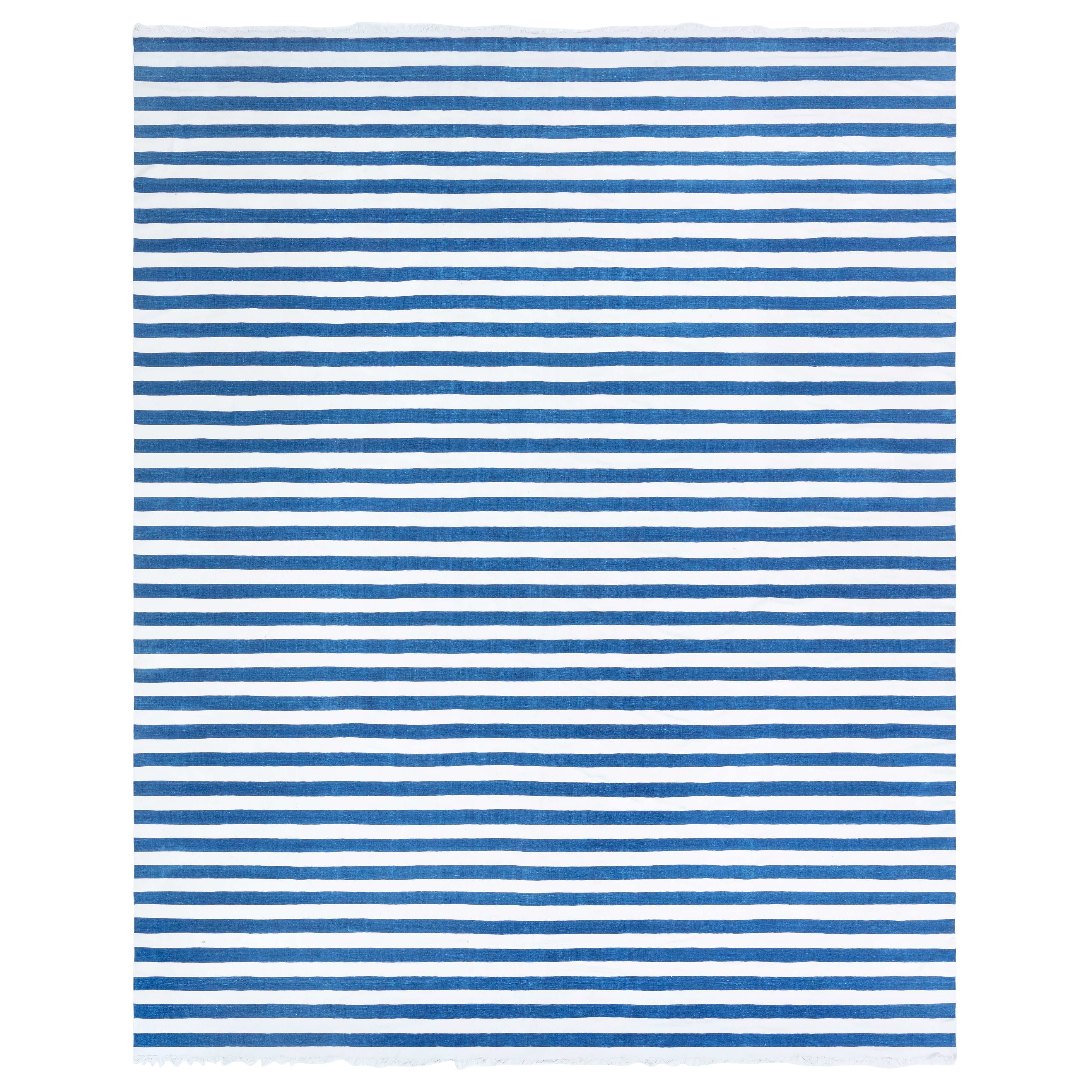 Doris Leslie Blau Vintage Indian Dhurrie Striped Rug For Sale