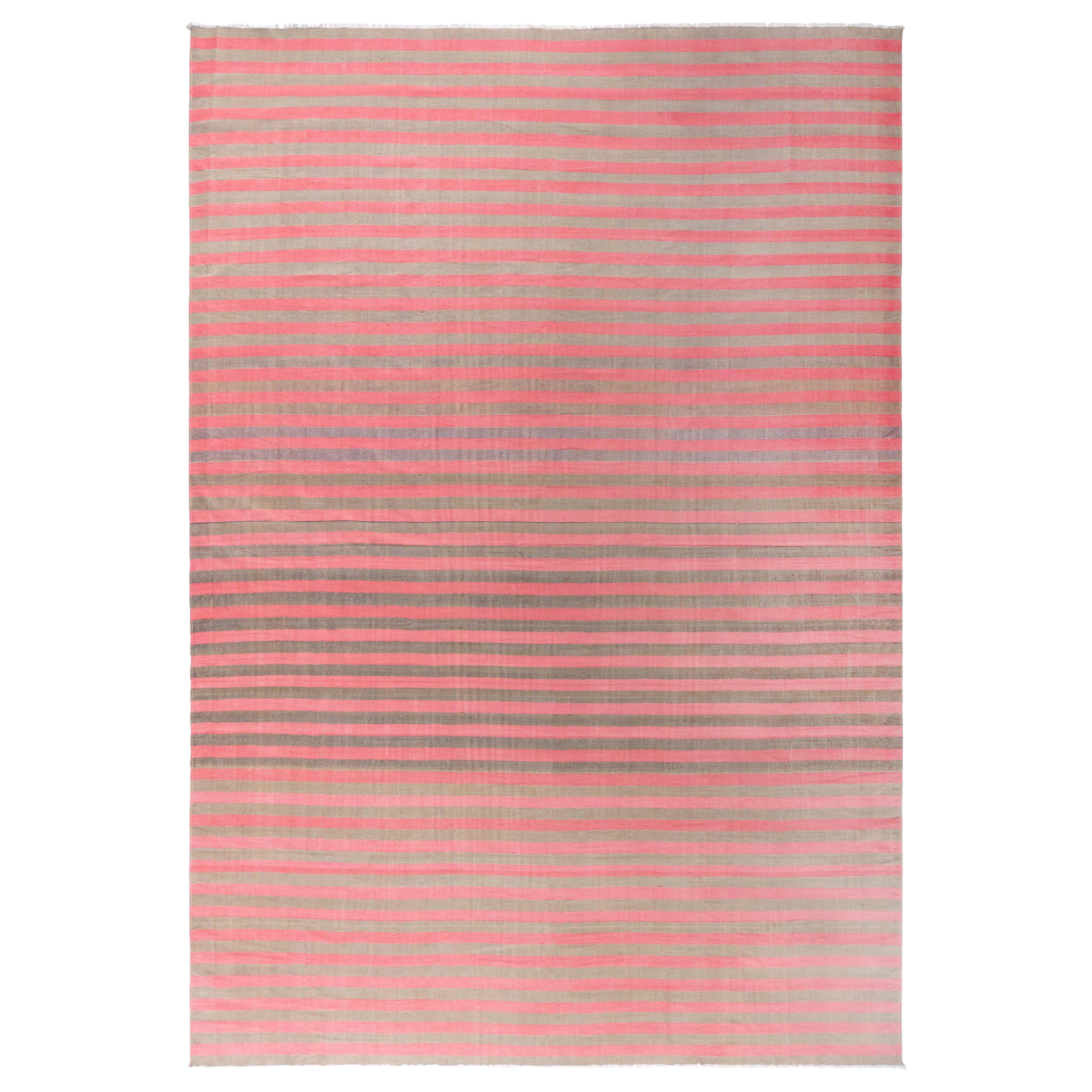 Doris Leslie Blau Vintage Indian Dhurrie Striped Rug