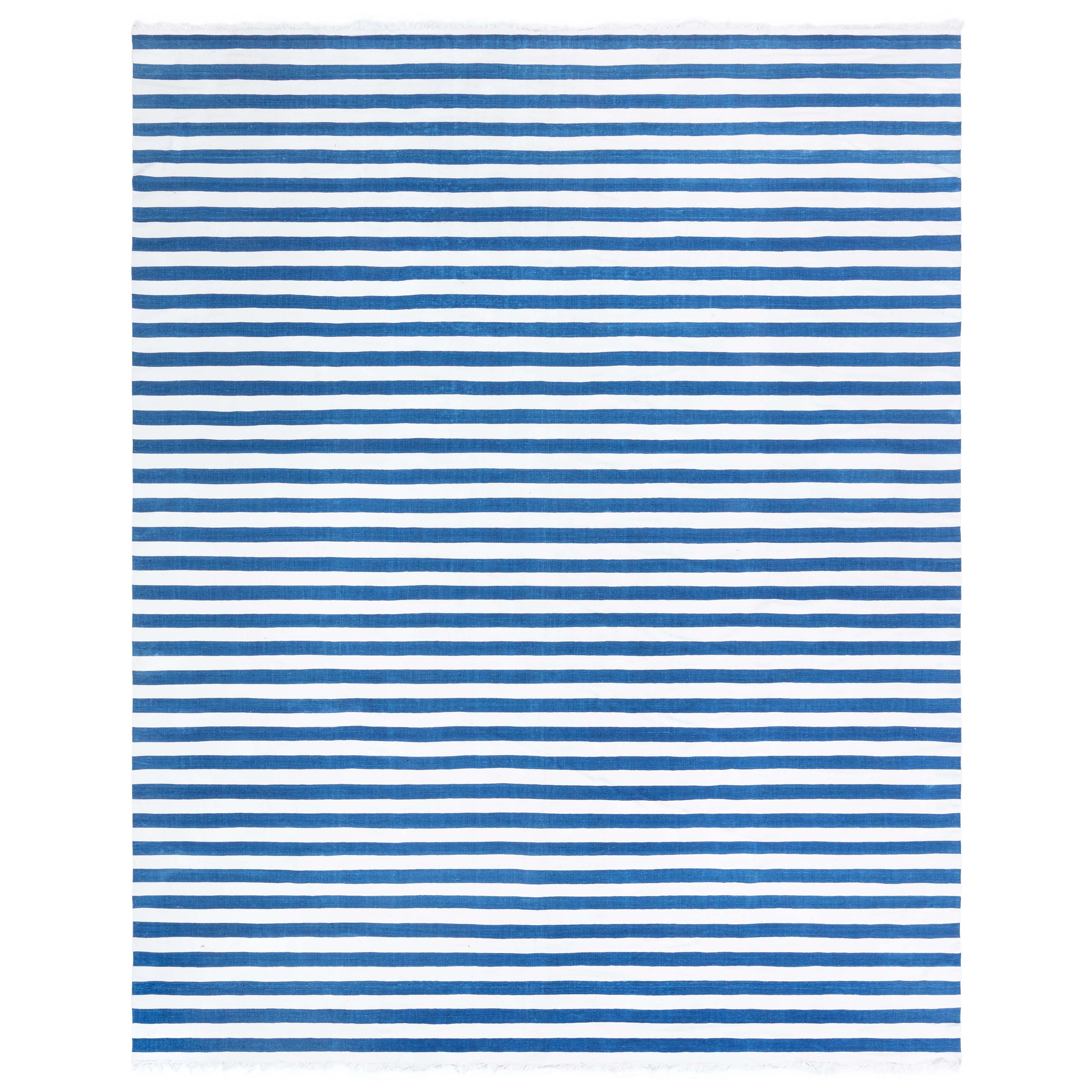 Doris Leslie Blau Vintage Indian Dhurrie Striped Rug For Sale